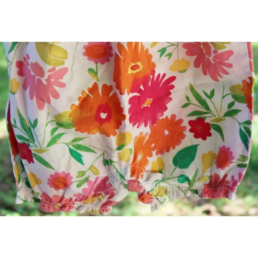 2004 Gymboree Floral Palette Bubble Romper Jumper Watercolor Flowers Summer